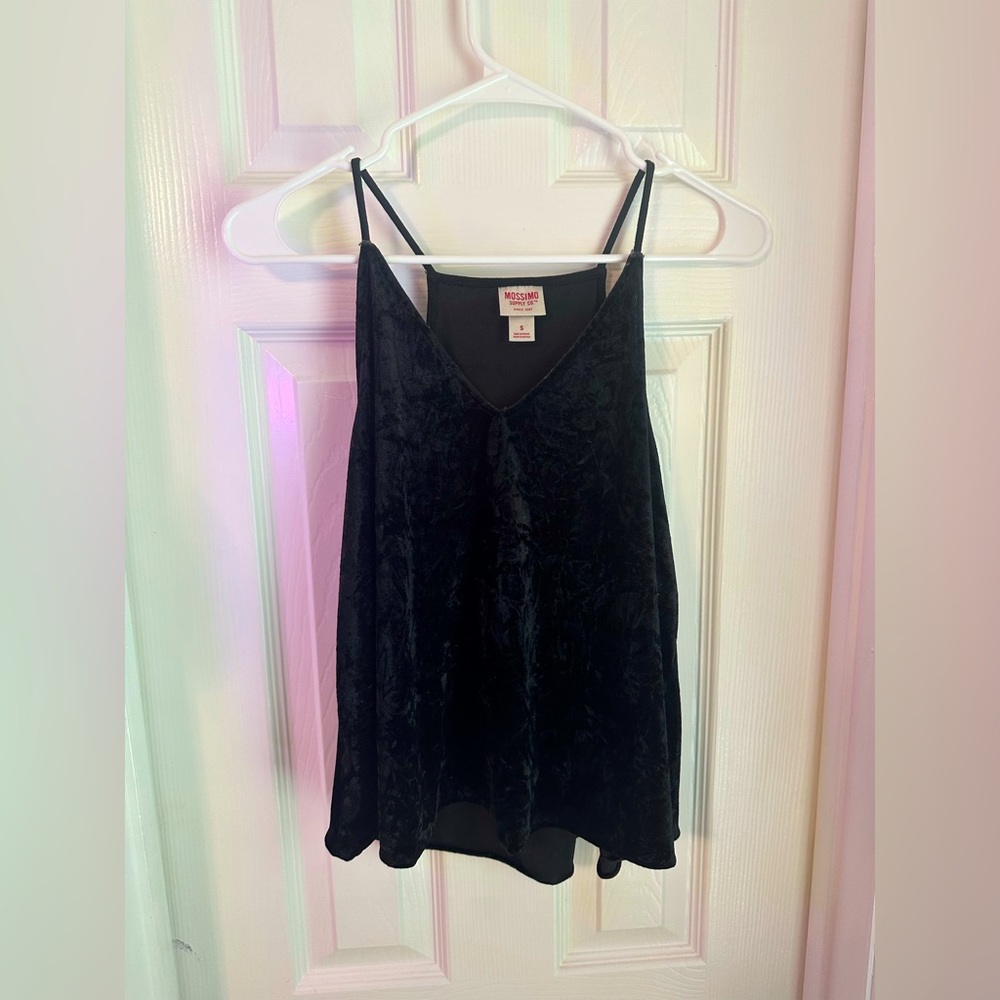 Black flowing velvet top/tank top.